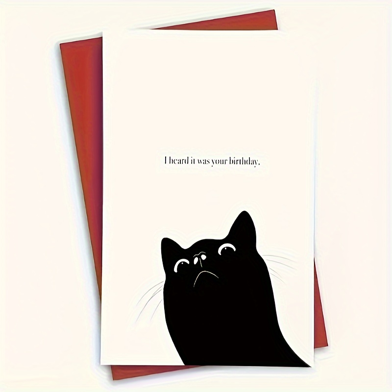 

1pc Funny Birthday Card, I Your Birthday, Black Cat, Birthday, High , Card With