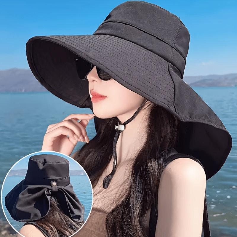 womens outdoor leisure wide brim neck protection sun hat summer sun hat made of breathable fabric for long lasting   without feeling stuffy foldable and portable suitable for   outdoor   provides while making    