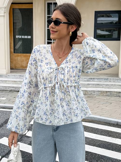 elegant floral womens blouse