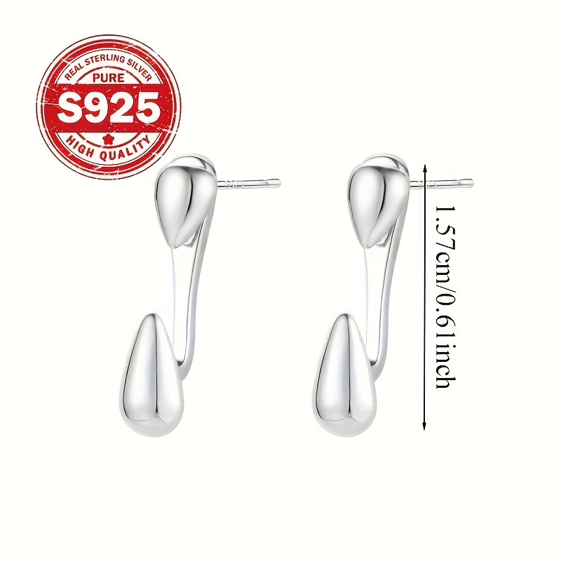 S925 Silver Diagonal Stud Earrings for Women