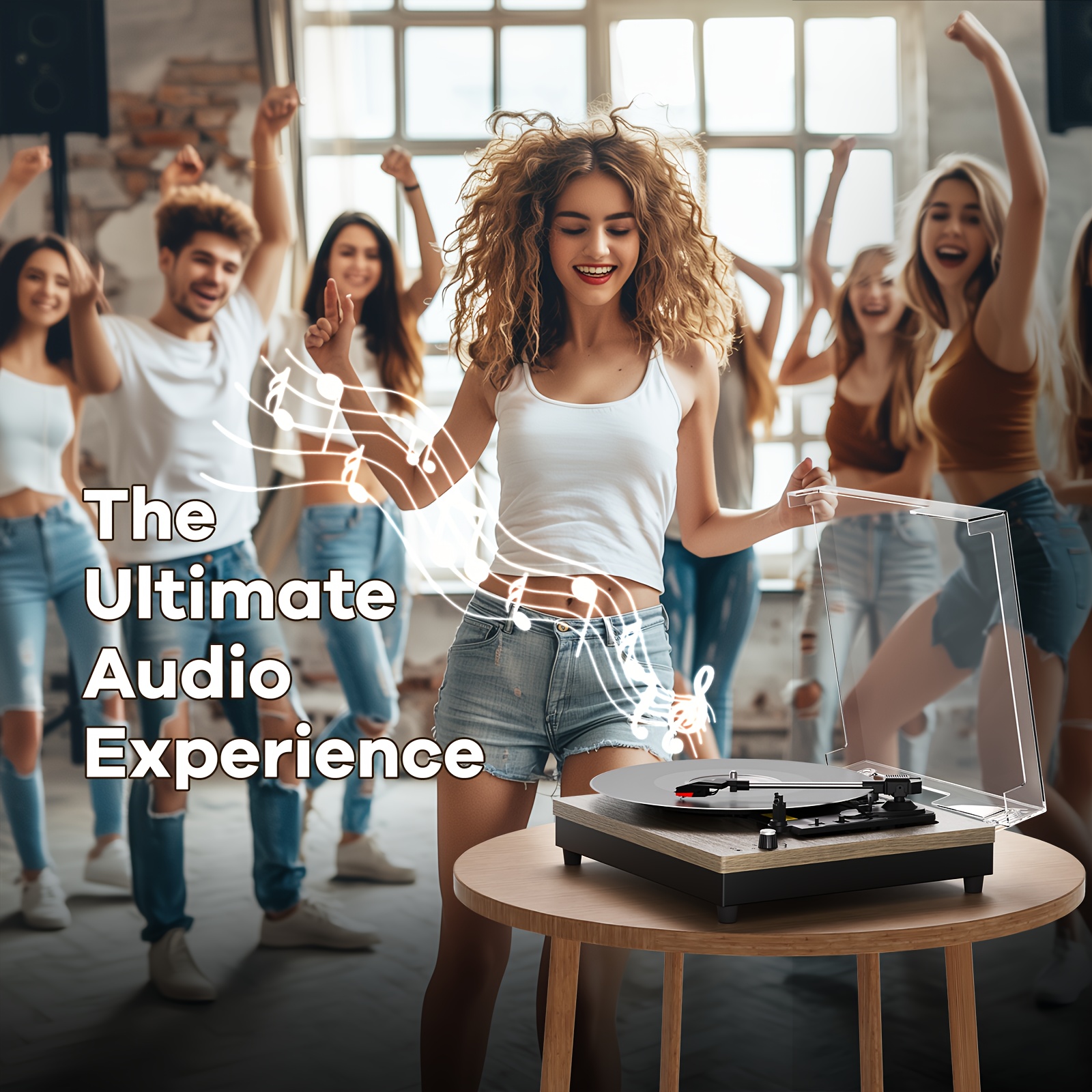 Maio E200 Classic Schallplatenspieler, Plattenspieler, Schallplattenabspielgerät, Schallplattenabspielgerät-Modul, hochwertige Stereoanlage, integrierter Lautsprecher, 3 Geschwindigkeiten, Kettengestützter klassischer Schallplattenspieler, 3,5-mm-Audioausgang, kompatibel mit externen Lautsprechern, das perfekte Weihnachtsgeschenk