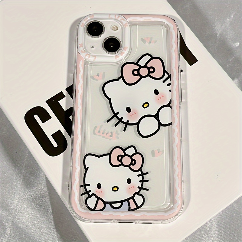 

Sanrio Hello Kitty Pink Silicone Phone Case - Cute Cartoon Design, Shockproof Cover For Iphone 14/13/12/11 Series And More