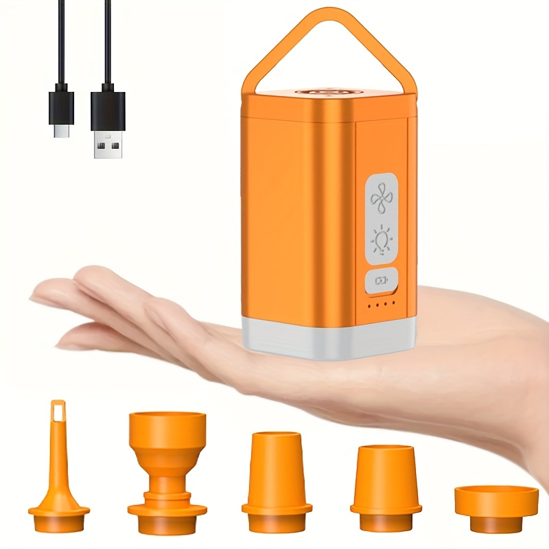 TEMU 2-in-1 Rechargeable Electric Air Pump | 5.8kpa Quick Inflation/deflation Design | Built-in Led Emergency Light | Usb Rechargeable Portable Mini