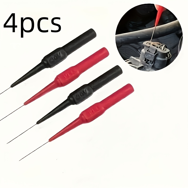 TEMU Punta de de diagnóstico automotriz de 30V, paquete de 4 - Extensor de cables de prueba multifuncional para multímetro con puntas finas y