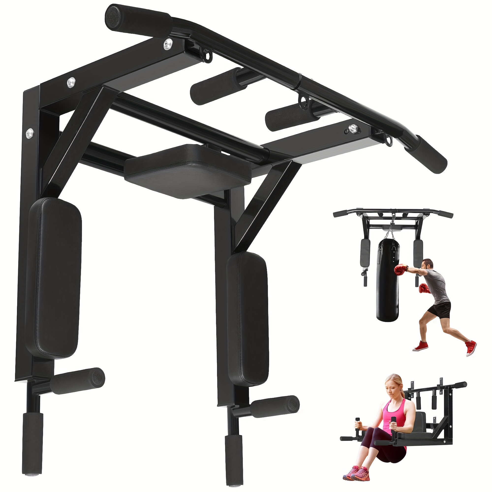 Barre De Traction Porte Réglable 79-98 Cm - Support 225 Kg, Niveau Intégré, 6 Points D'Appui - 7