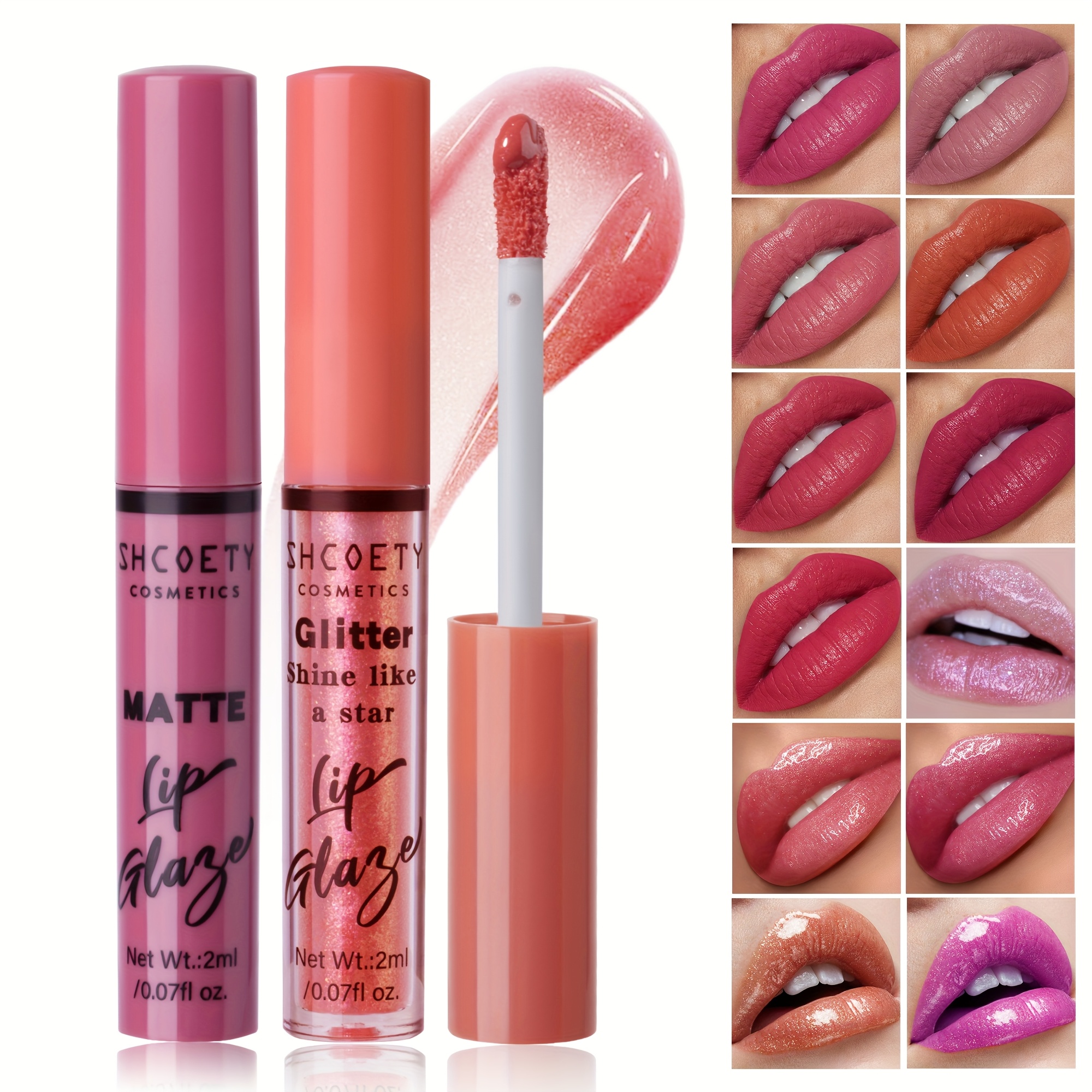 matte velvet lip glaze with pearlescent fine glitter 2ml moisturizing lip balm