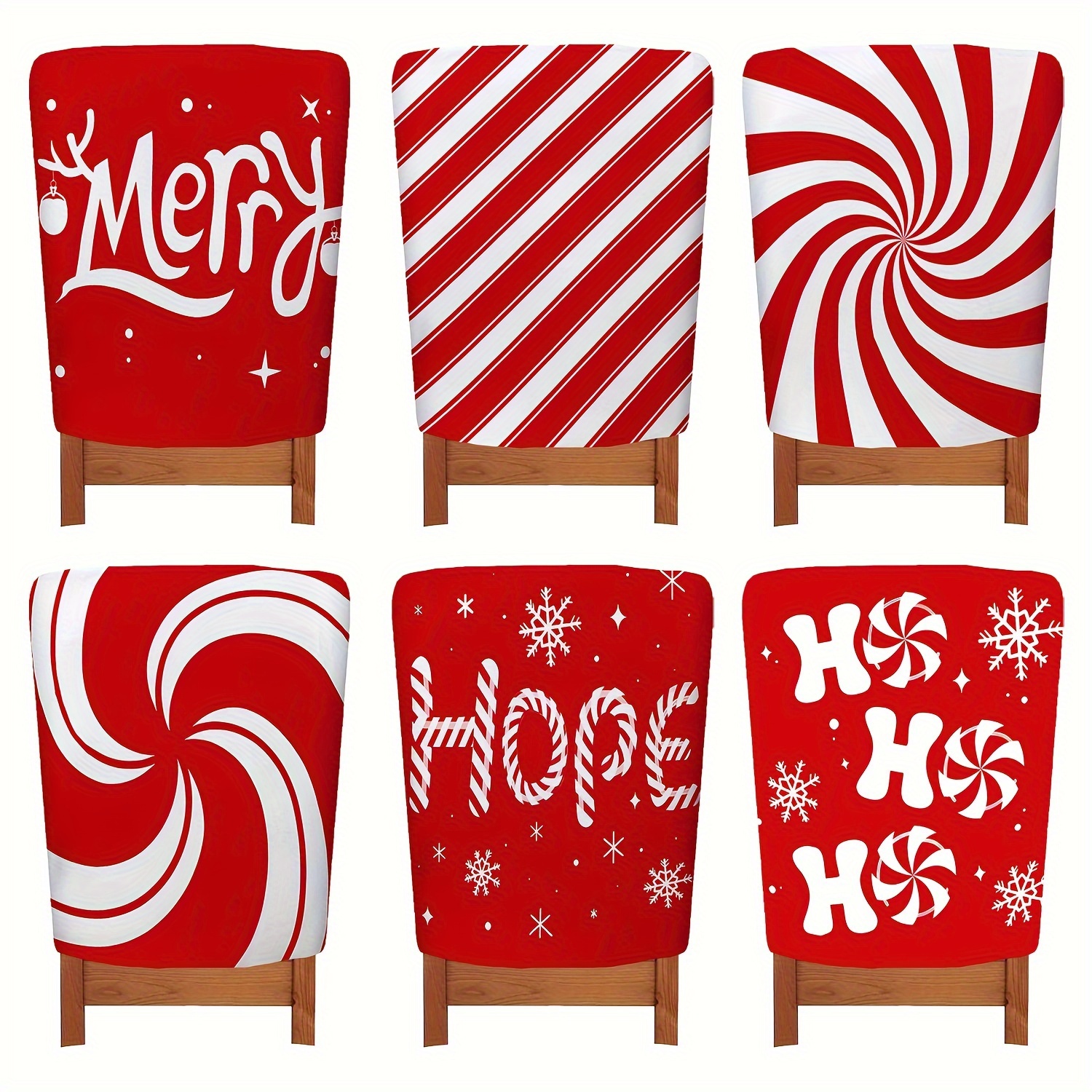 

6- Christmas , Red And Striped Messages, Slipcovers For Dining Decor,