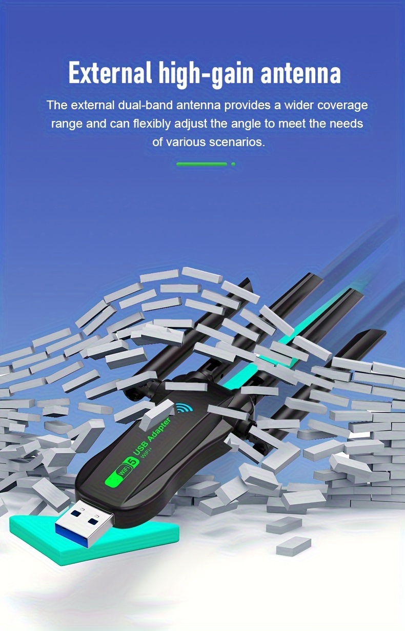 BT+WIFI Wireless Netzwerkkarte, Wireless USB Adapter, 2-In-1 4.2 + Dual-Band WIFI 1300M, Simultaneous Dual-Band, High-Speed Internet Zugang, Plug And Play ohne Treiber, BT+WIFI Internet und Arbeit stören sich gegenseitig nicht