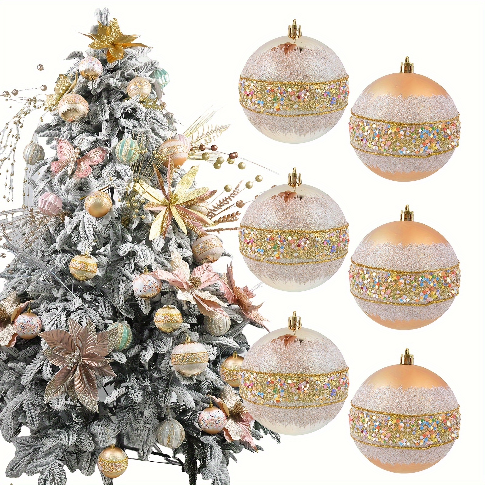 

6pcs 3.94" Shatterproof Christmas Ornaments - For Decoration, & Decorations, Round Plastic Hanging