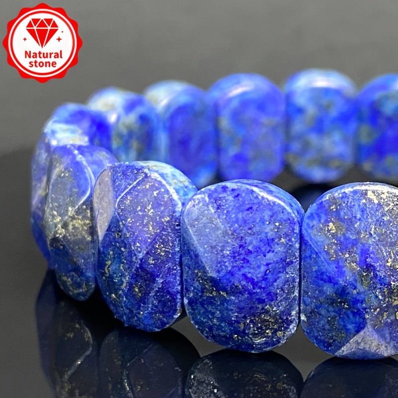 Natural Lapis Lazuli Faceted Bracelet, Bohemian Style