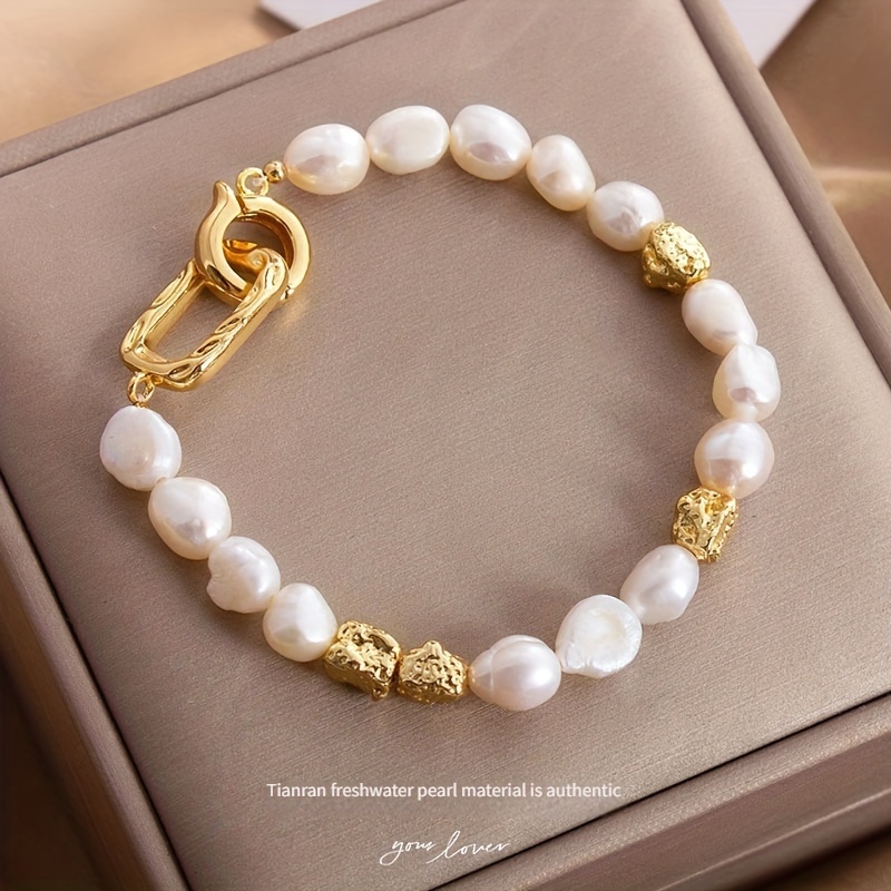 

Elegant Freshwater Pearl Bracelet, Baroque Style, Women's Fashion Minimalist Jewelry, Luxurious Light Statement Jewelry