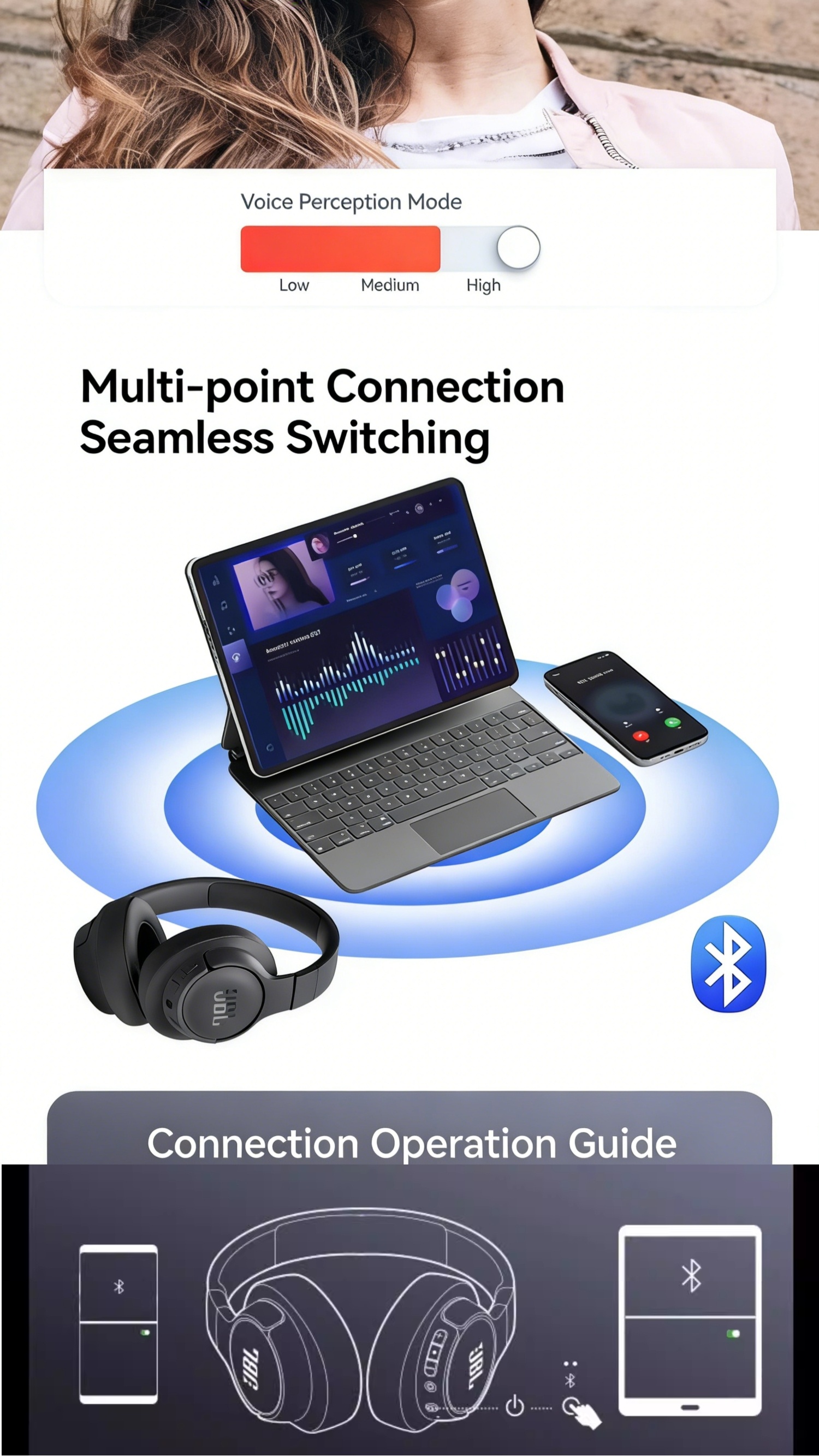 JBL Tune720BT Wireless Headphone, 5-Min Fast Charge, Over-ear Comfortable Wearing, Foldable & Portable
