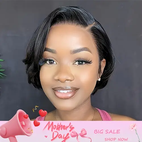 13x4 lace front wig for women short straight bob cut 8 inch 150 density natural brazilian remy human hair elegant for valentine s day or casual attire everyday elegant wig glossy wig