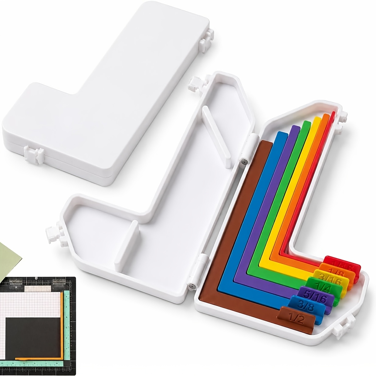Paper Crafting Alignment Guide Set With Case, 7pcs Precision Layering And Matting Spacers For Card Making And Scrapbooking, Color-coded Tools With Size Tabs 1/16 To 1/2 Inch