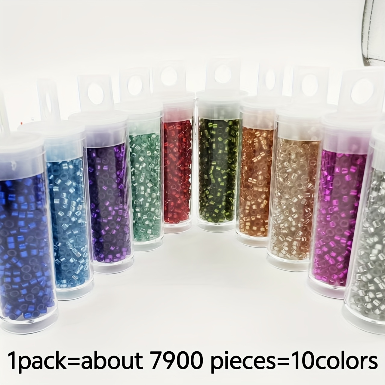 TEMU Lot de 7900 perles de rocaille en verre de 2,5 mm style bohème, 10 tubes par lot, 10 couleurs uniformes pour broderie sur vêtements et
