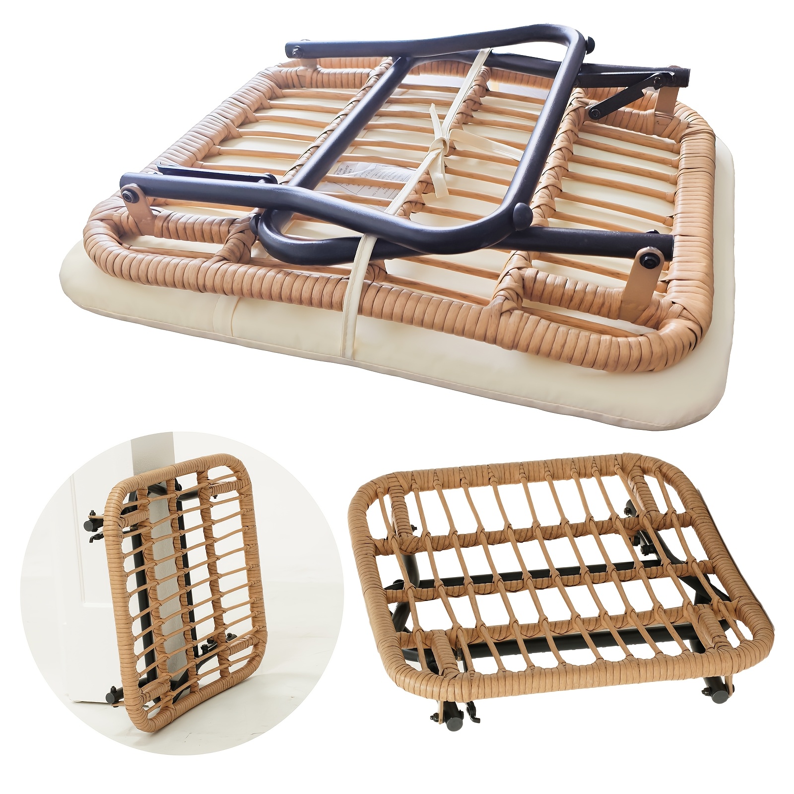 TAPPIO Outdoor Wicker Footrest Set Of 2, Patio Rattan Ottoman Foot Stool Comfortable Outdoor Furniture Footstool Perfect for Relaxation In Garden Or Balcony Stylish Design Versatile Use In Any Outdoor Space