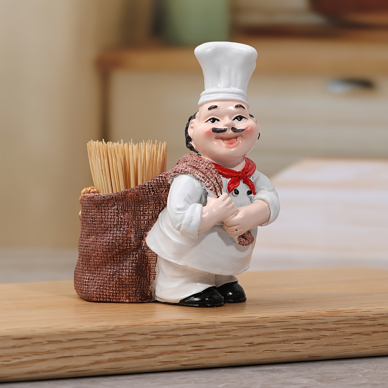 

1pc, Ceramic Chef Toothpick Holder, Resin Kitchen Accessory With Toothpick Storage, Decorative Tabletop Toothpick Dispenser For Dining Room, Home, And Restaurant Decor