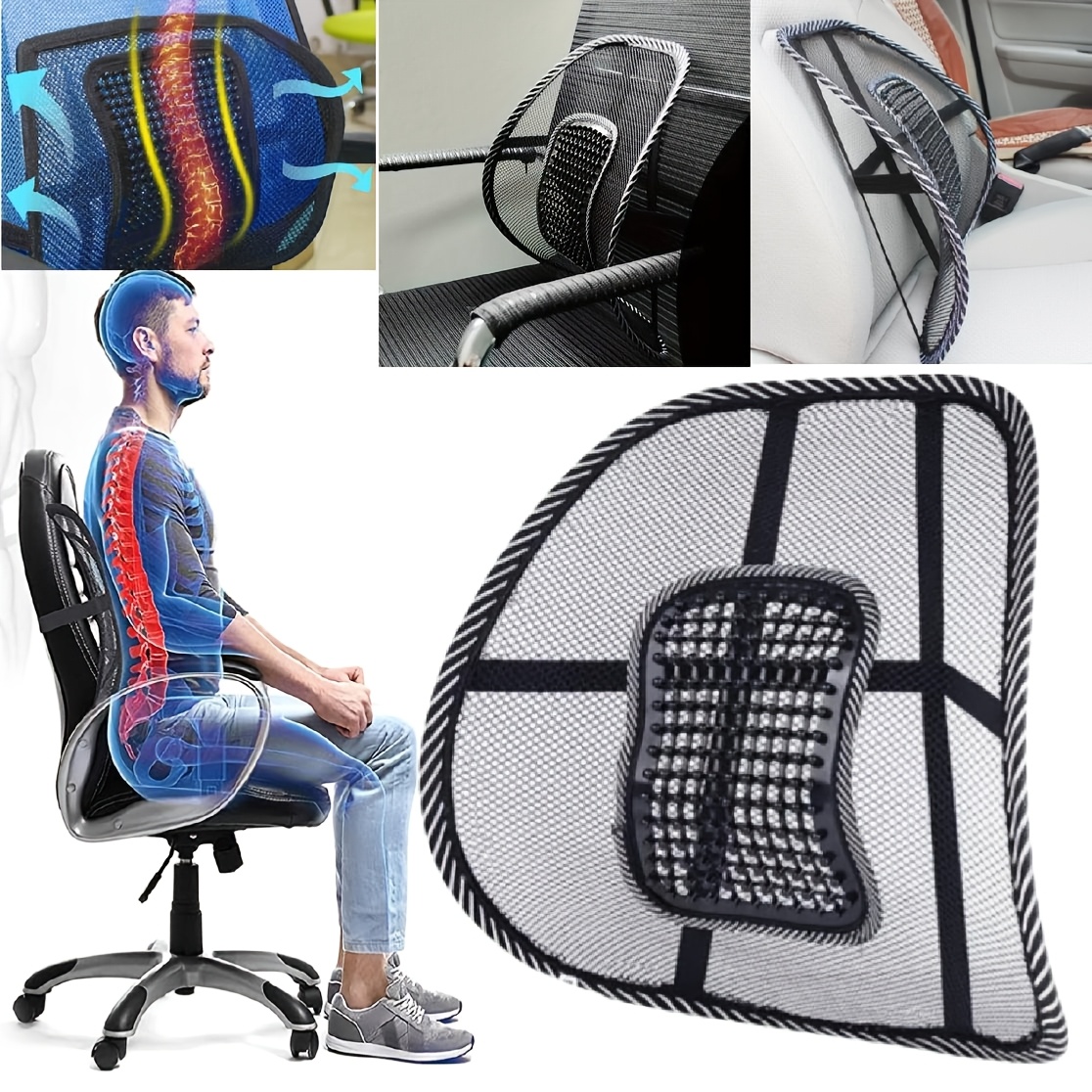 TEMU Furniture Chair Back Cushion, Breathable Design Absorbs Pressure Point Back Lumbar Seat Cushion Pillow, For Home Car Seat Cushion Wheelchair