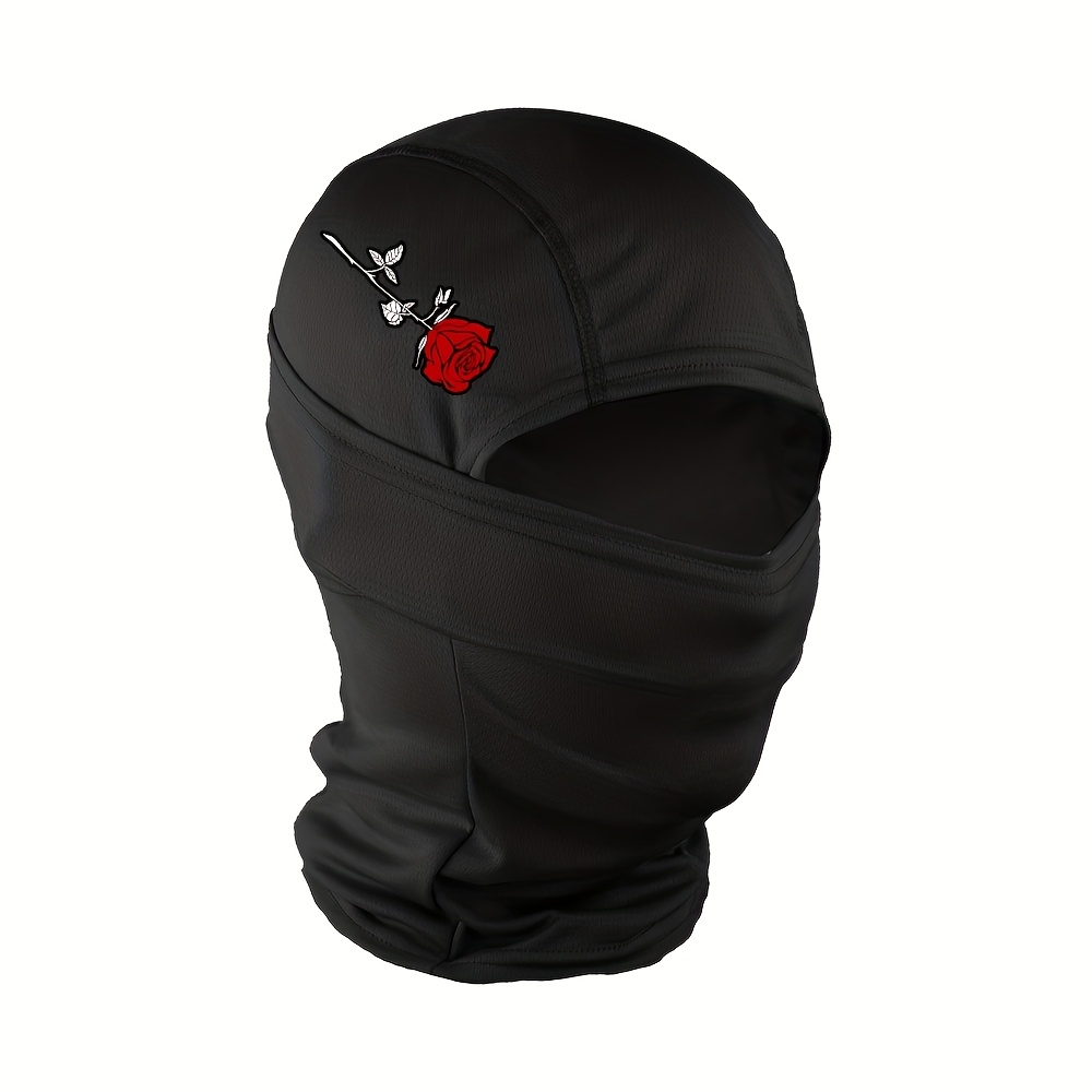 TEMU 1pc Máscara de esquí con estampado de flores para hombres y mujeres, pasamontañas, cubierta facial, máscara deportiva para exteriores