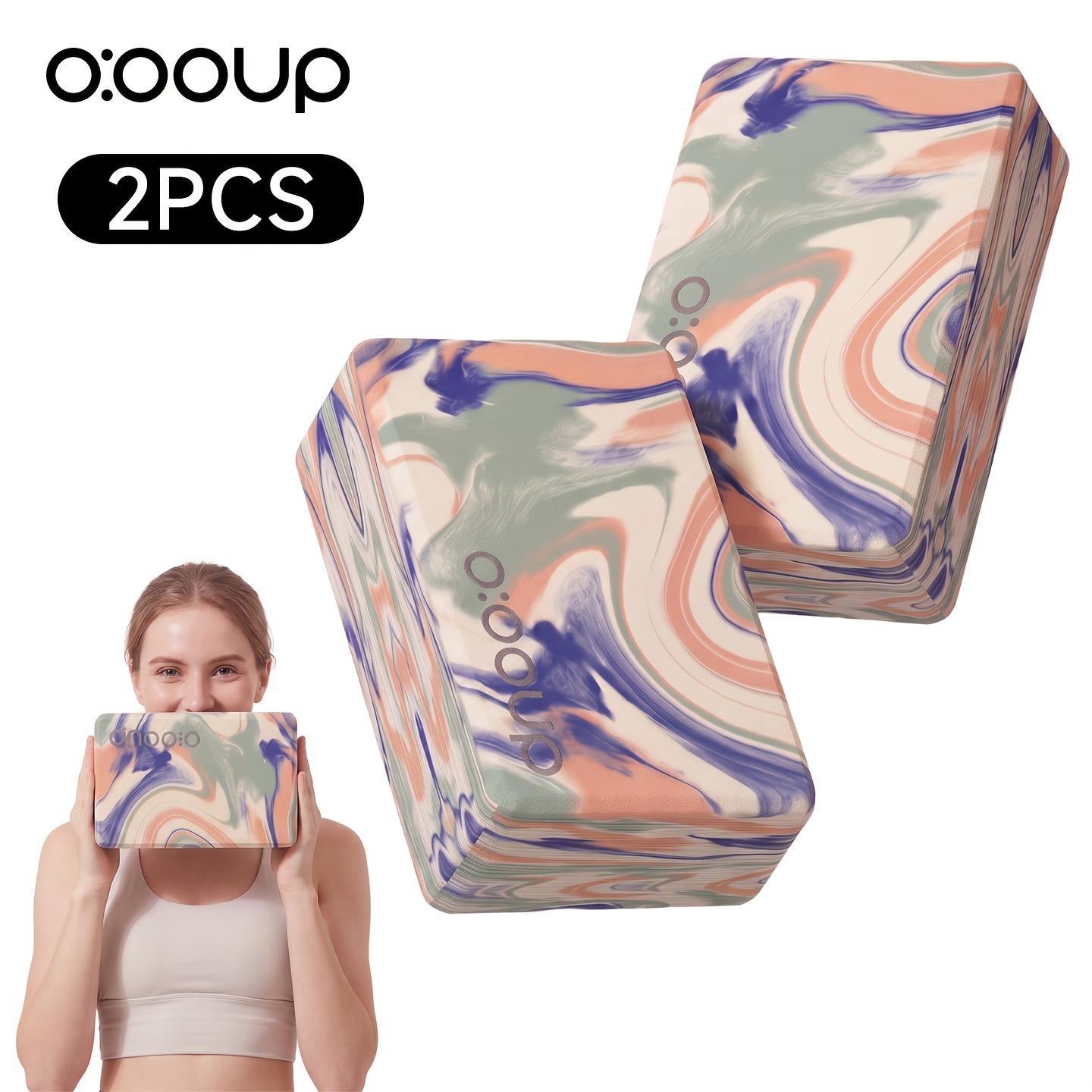2pcs High-Density EVA Yoga Blocks, 300g, Random Patterns, Suitable for Pilates, Meditation, Dance Assistance, and Fitnes