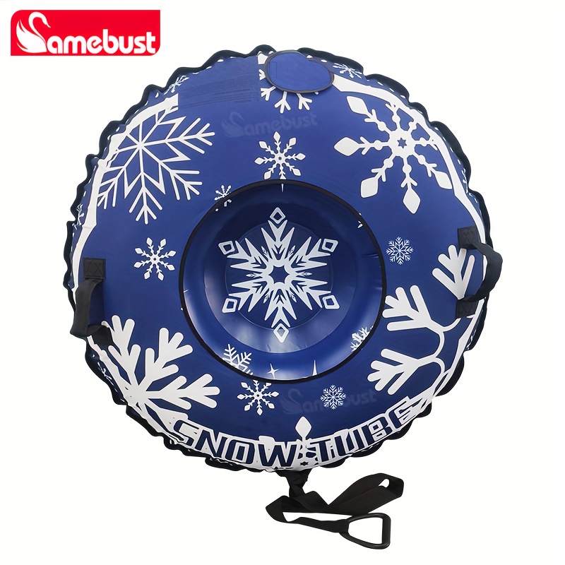 Image of Camebust 47inch New Inflatable Ski Ring With Oxford Cloth Cover Winter Snow Tube,thickened Pvc Heavy Duty Bottom For Snow With Handles Inflatable Snow Tubes For , Blue Color