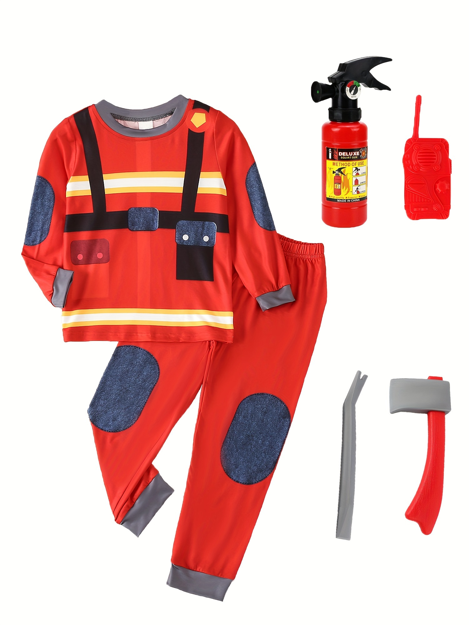 boy firefighter clothes set outfit fire Temu Mauritius