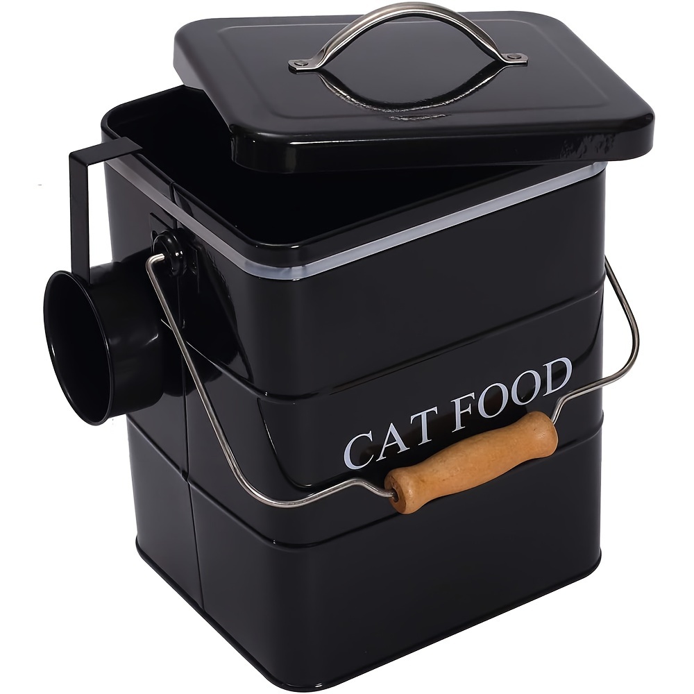 TEMU Cat Food Storage Container, Dogs Cat Food Storage Container Tight Fitting Lids Pet Food Storage Bin, Metal Vintage Storage Canister Tins - Cat Food