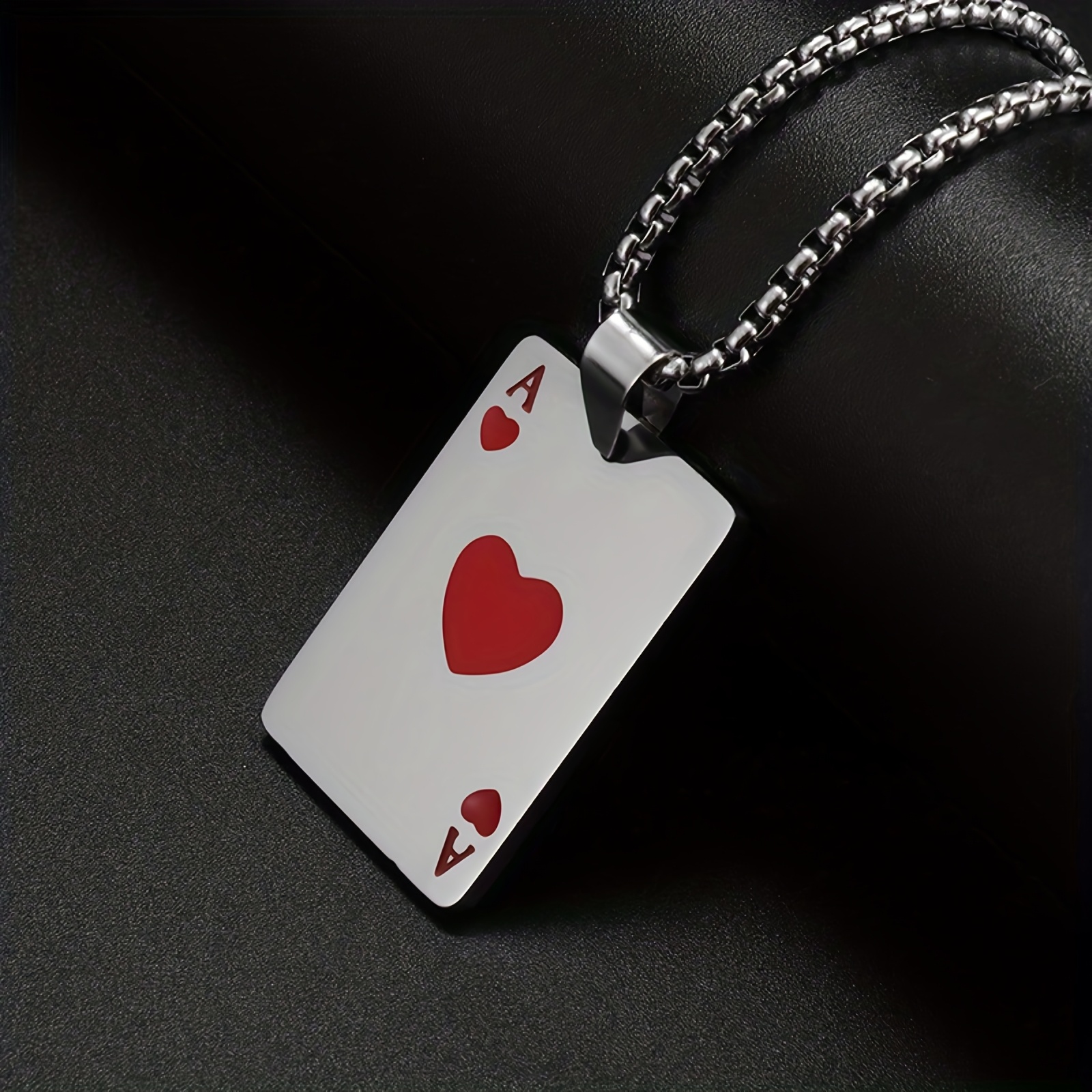 2pcs Couple's Matching Poker & Spade Card Pendants Necklace
