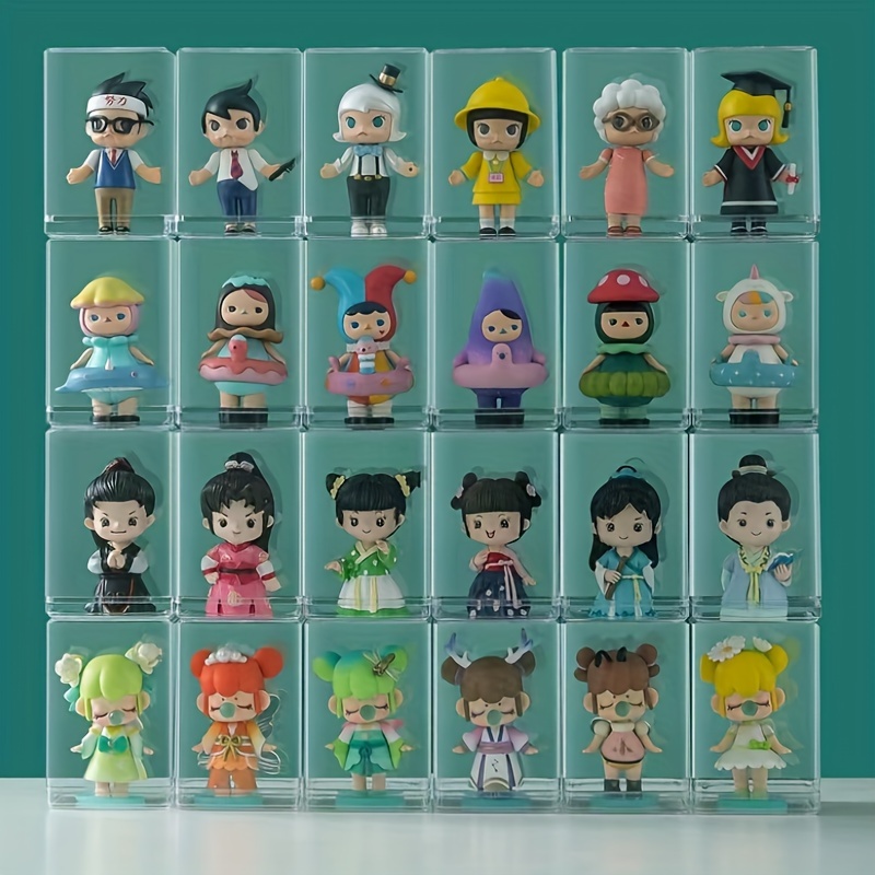 

9-piece Stackable Display Case - Dustproof And Waterproof Plastic Collectible Storage, Perfect For Figurines