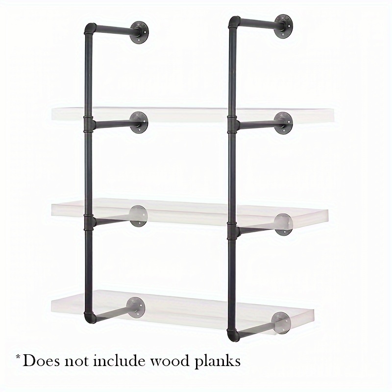 

2pcs/set Industrial Pipe Shelf Brackets, 4-tier Wall Mounted Storage Rack Support, Vintage Look Metal For Home Decor Display Shelving