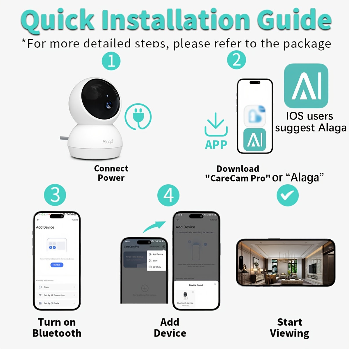 Alaga 2K Monitor with Camera And Audio - Indoor Security Camera, AI Motion Detection, 2.4G/5G Wifi, Night Vision, 2-Way Talk, Cloud/Sd Storage