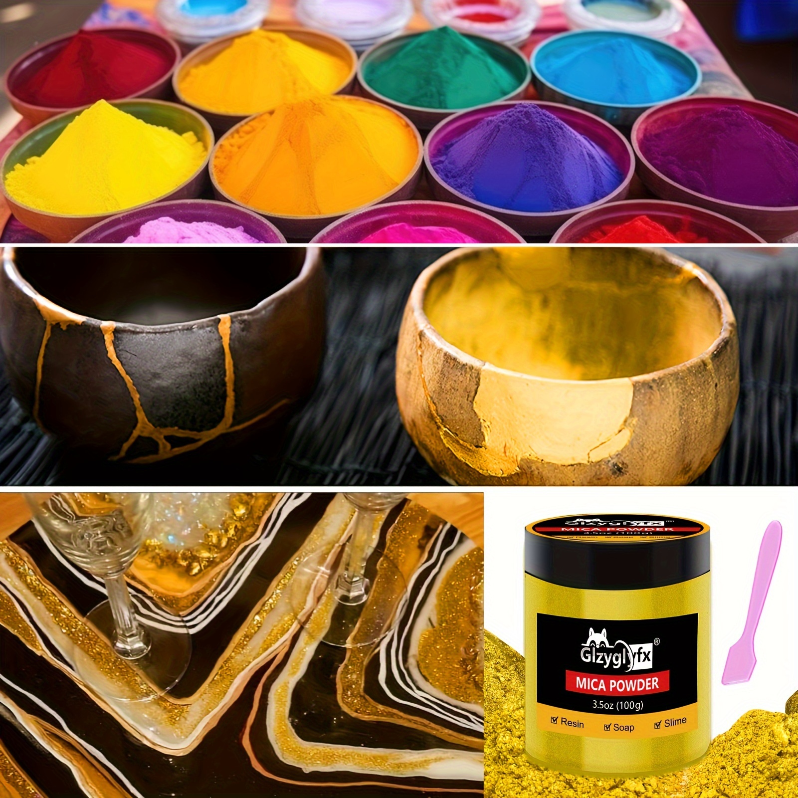 pigmentos para resina epoxi en polvo colorantes articulos manualidades oro  plata