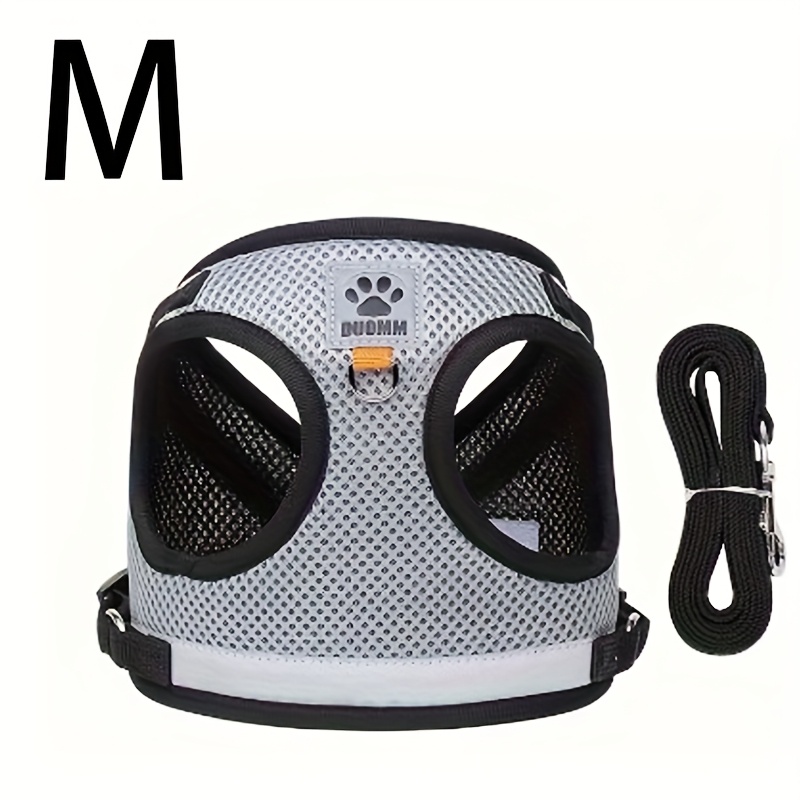 TEMU 猫と犬用リードセット、ベスト型ペットハーネスと脱走防止リード、猫と犬用、通気性メッシュリード、抜け防止