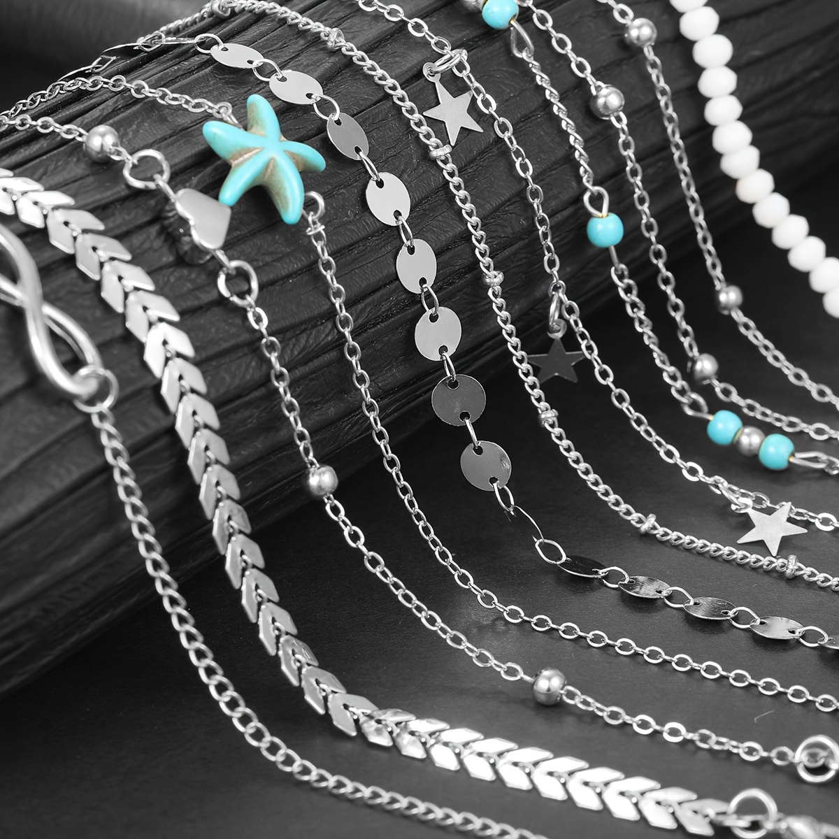 Boho Starfish Chain Women's Bracelet Set for Outing Beach