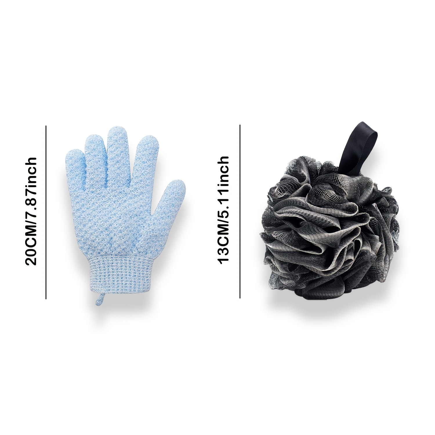 Exfoliating Shower Gloves & Mesh Pouf Loofahs for Deep Cleansing