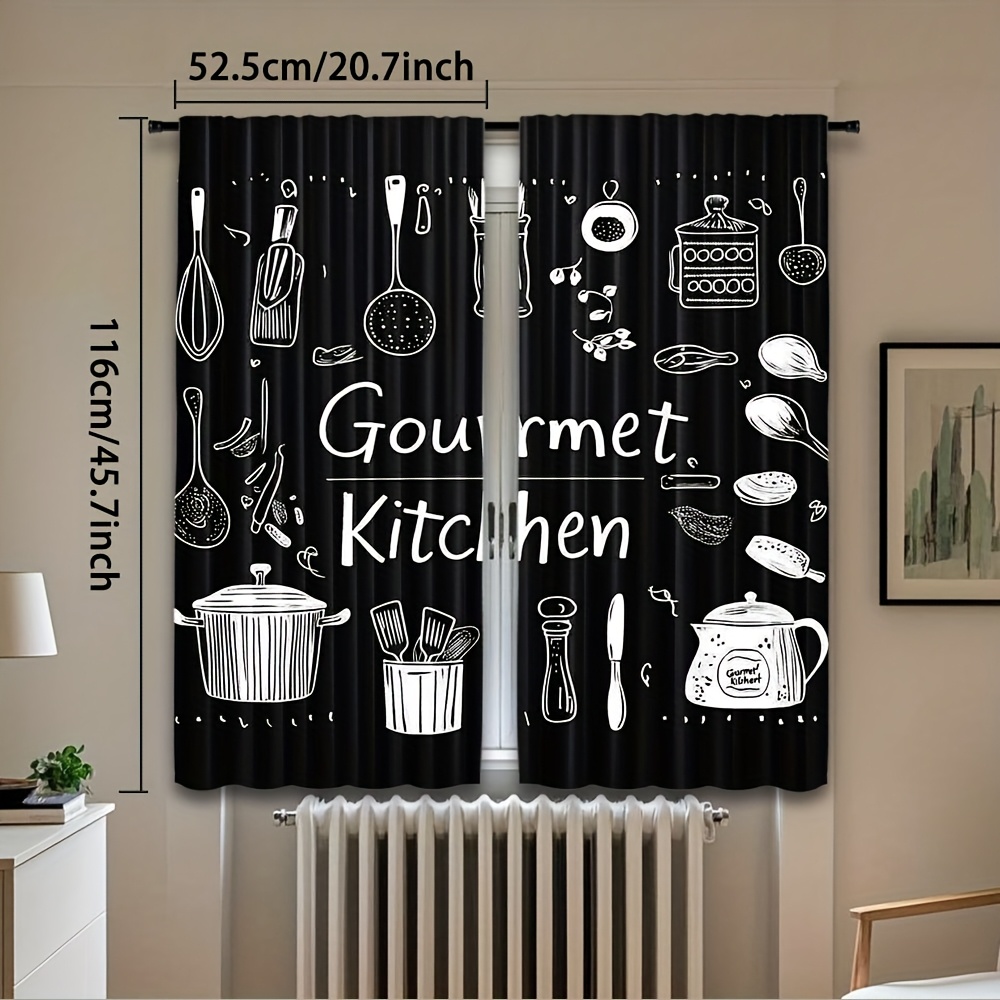 TEMU 2 rideaux modernes de ferme, design à poche de tige, polyester lavable en machine, semi-transparent, décoration toutes saisons pour salon,