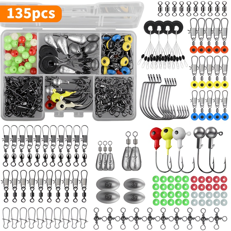 Temu – TEMU 135pcs/205pcs/306pcs Fishing Gear Additions Kit, Fishing Tackle Box With Tackle Included, Fishing Hooks, Fishing Weights Sinkers, , Fishing