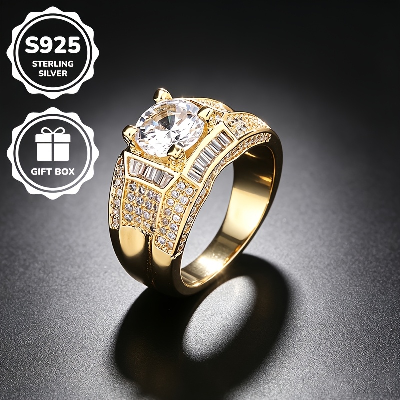 Image of 1pc S925 925 Silver Banquet Synthetic Synthetic Zircon​ Ring, Unisex, High-quality Jewelry, Suitable For Daily Casual And Party Wear, Proposal Engagement Wedding Ring
