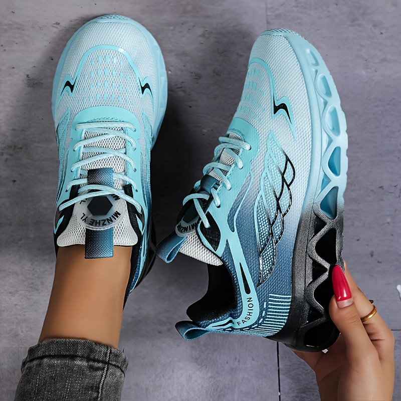 Image of Women's Plus Size (eu 36-45/) Lightweight Cushioned Sneakers - Breathable Mesh Lace-up Sneaker Shoes With Stability & Cushioning, Md Sole For Running, Walking, Standing - Casual Athletic Footwear