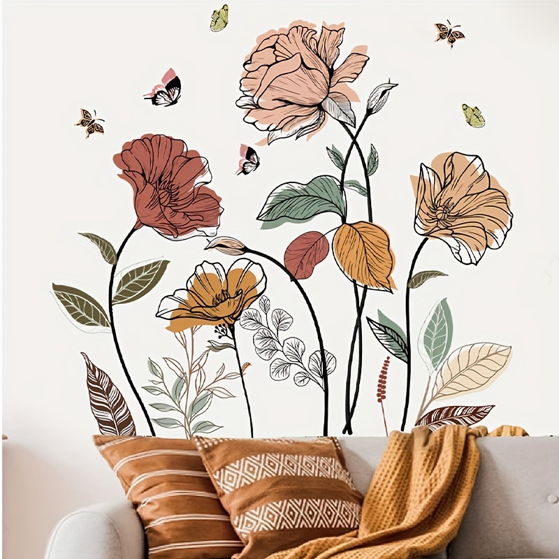 

Boho Chic Butterfly & Floral Wall Decals - For Living Room, Bedroom, Bathroom, And More - Window Clings For Home Decor - Christmas & Gifts