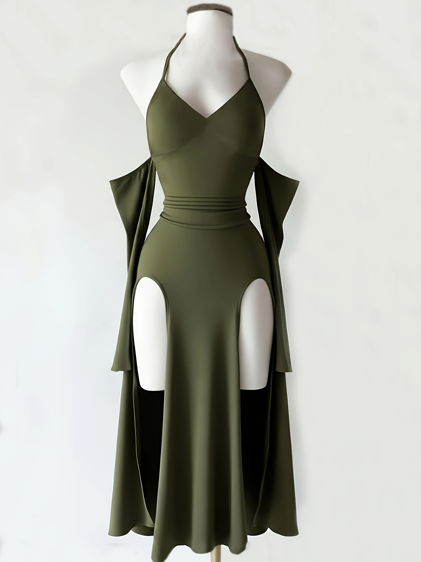 army green lace dress Army Green Solid Guipure Lace Trim Fit And Flare Dress Women Summer Sh –  Urbanheer