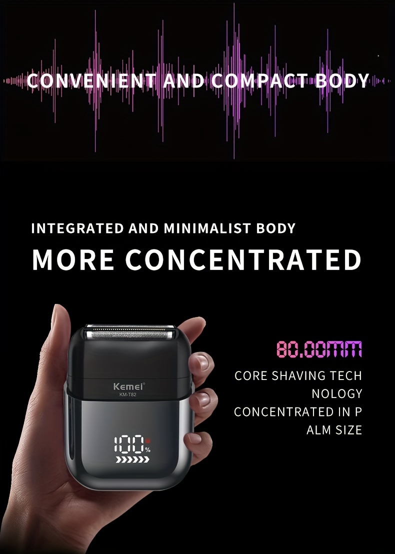   km t82 compact and portable reciprocating electric shaver with lcd display usb charging mini professional mens   Product details 2