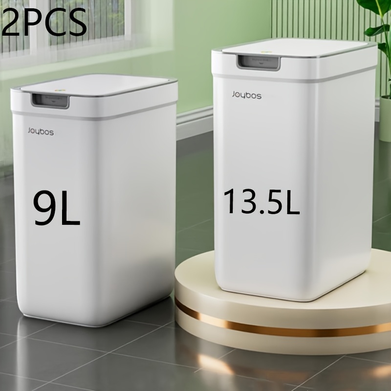 TEMU 2-pack Slim Kitchen Trash Cans With Push-open Lids Narrow Slot Pvc Waste Bins For Small Spaces - Easy-clean&sanitary For Bathroom Bedroom Office