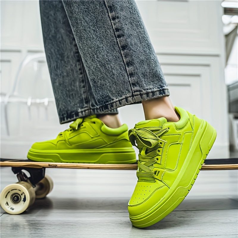 sneakers mens vibrant lime green skate shoes thick sole height