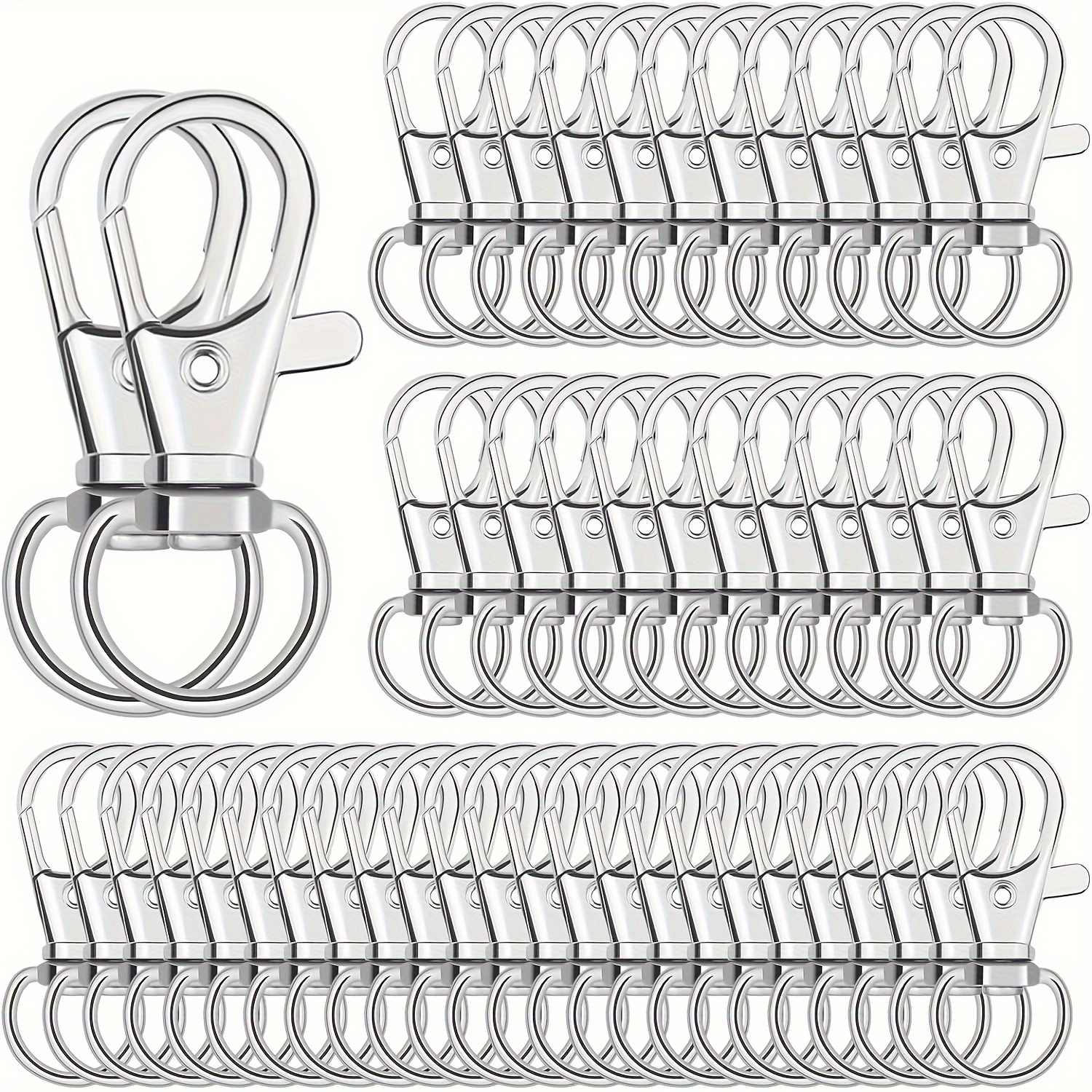 

50pcs Iron Rotary Spring Hooks, Lobster Clasps For Keychains, Pet Collars, Making Accessories