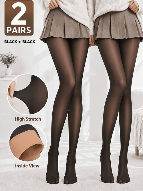 item picture 2 pair womens sheer footed tights autumn pantyhose winter light warm leggings spring lightweight artificial sheer effect stretch tights fit comfortable 1pc socks suitable for dresses skirts and daily wear