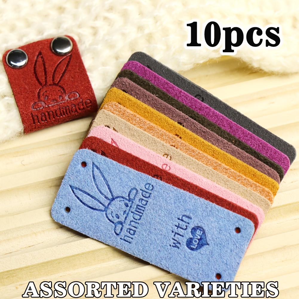 40 stuks/10 stuks Schattige Konijn Vlees Kunstleer Labels | Naaien *  Handgemaakte Item Labels, 2.01x5.0 cm, \u0026*;Handgemaakt met *\u0026*; - Ideaal  voor ..., image size:1001x1001