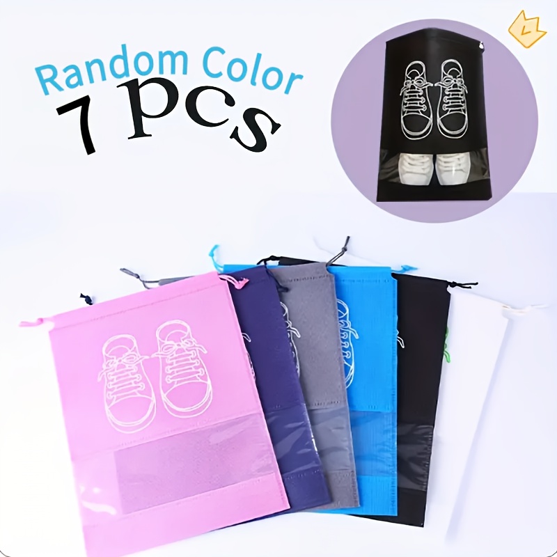TEMU Lot de 7 sacs à chaussures à cordon multicolores - Sacs de rangement de voyage anti-poussière, adaptés à des vêtements et des chaussures, idéaux
