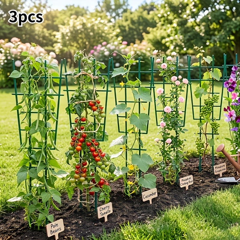 TEMU Set Of 3 Plant Climbing Support Stakes, Sturdy And Durable With Rust-resistant , Ideal For Supporting , Roses, Vegetables, Beans, Tomatoes,