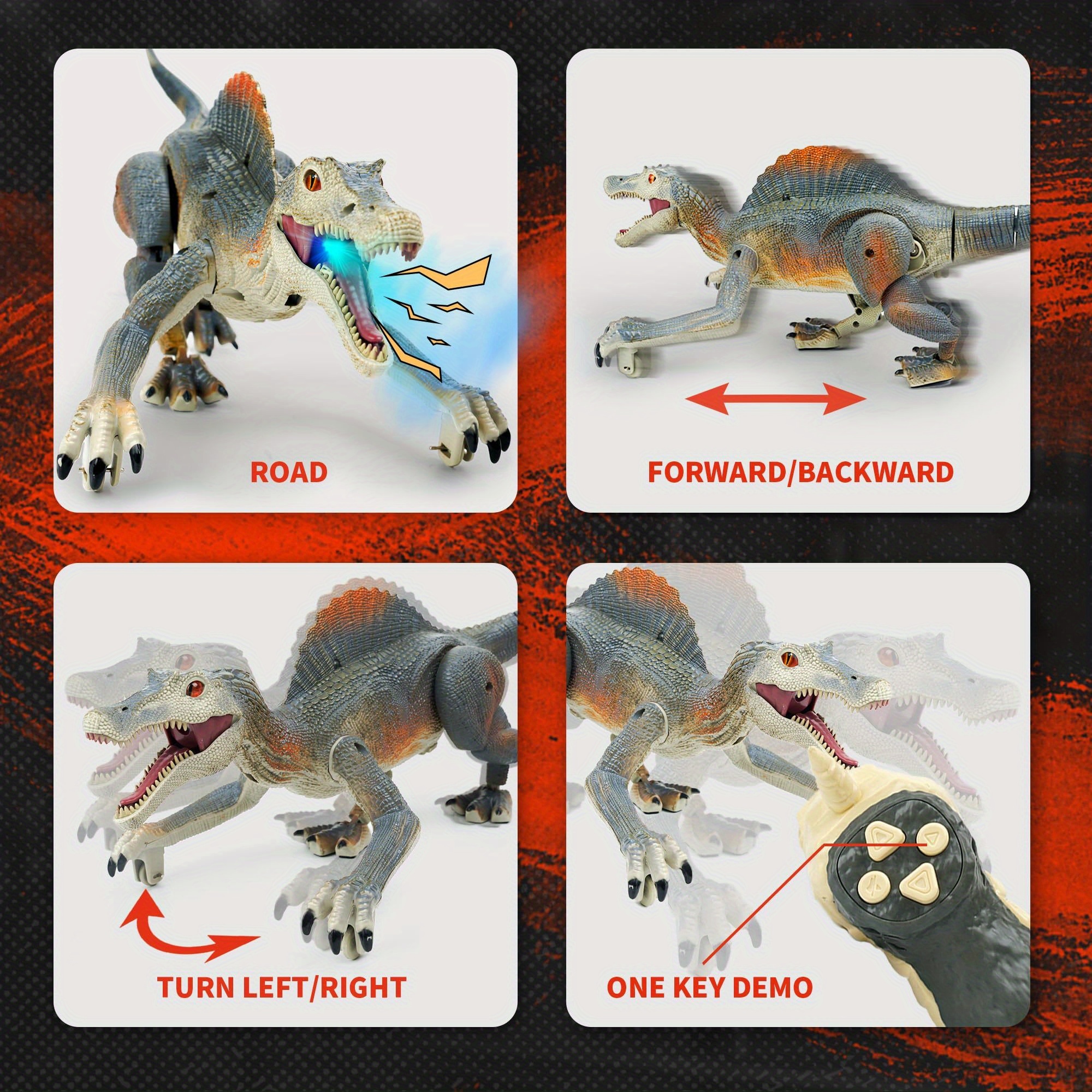 Interactive Jurassic Robot - Spinosaurus RC Toy With Spray, Premium Quality With LED Lights, For Boys 3+ Years